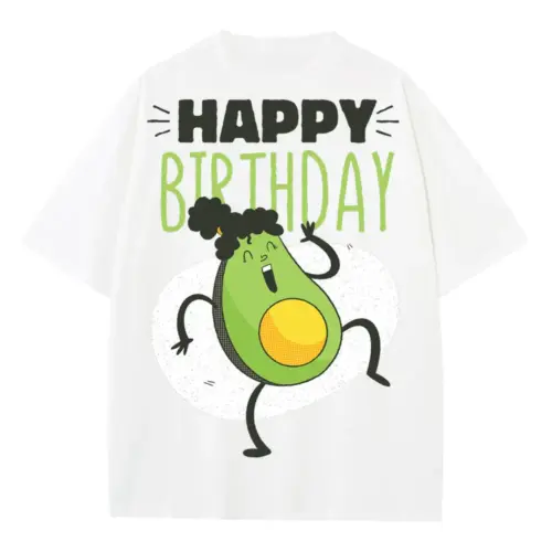 Avocado Birthday Heavyweight Oversized White Graphic Tee