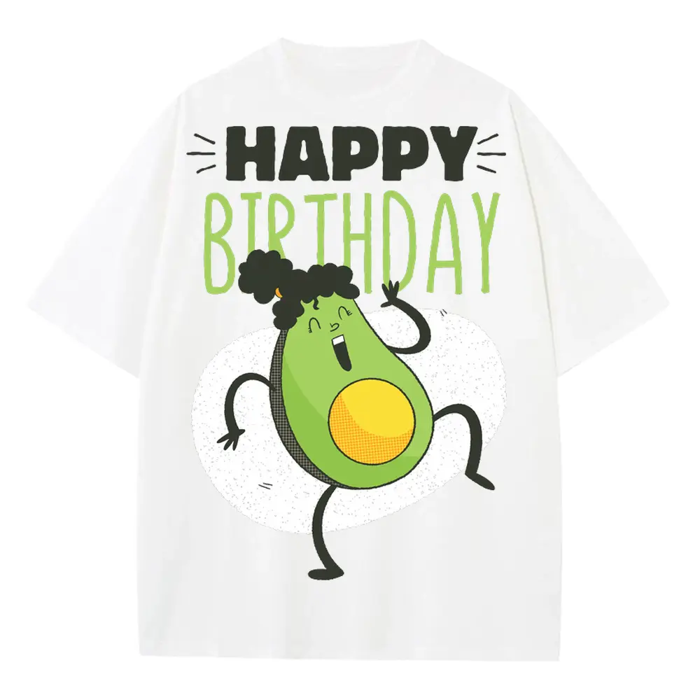 Avocado Birthday Heavyweight Oversized White Graphic Tee
