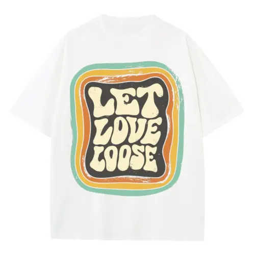 09 Lettering Let Love Loose Si Heavyweight Oversized White Graphic Tee