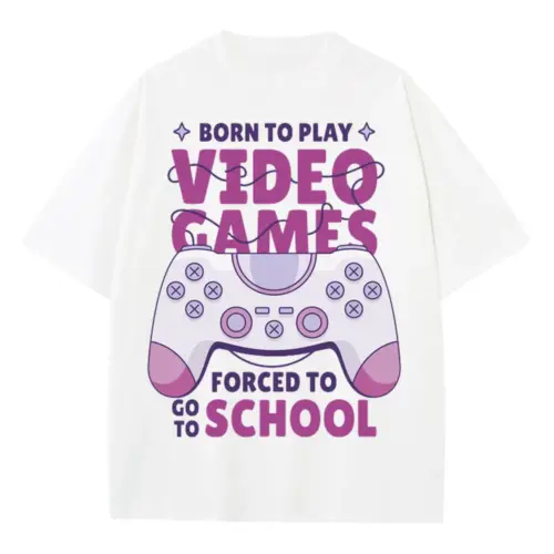 Video Games Heavyweight Oversized White Graphic Tee