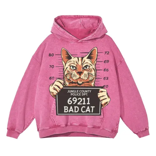Badcat Acid Wash Oversized Pink Hoodie