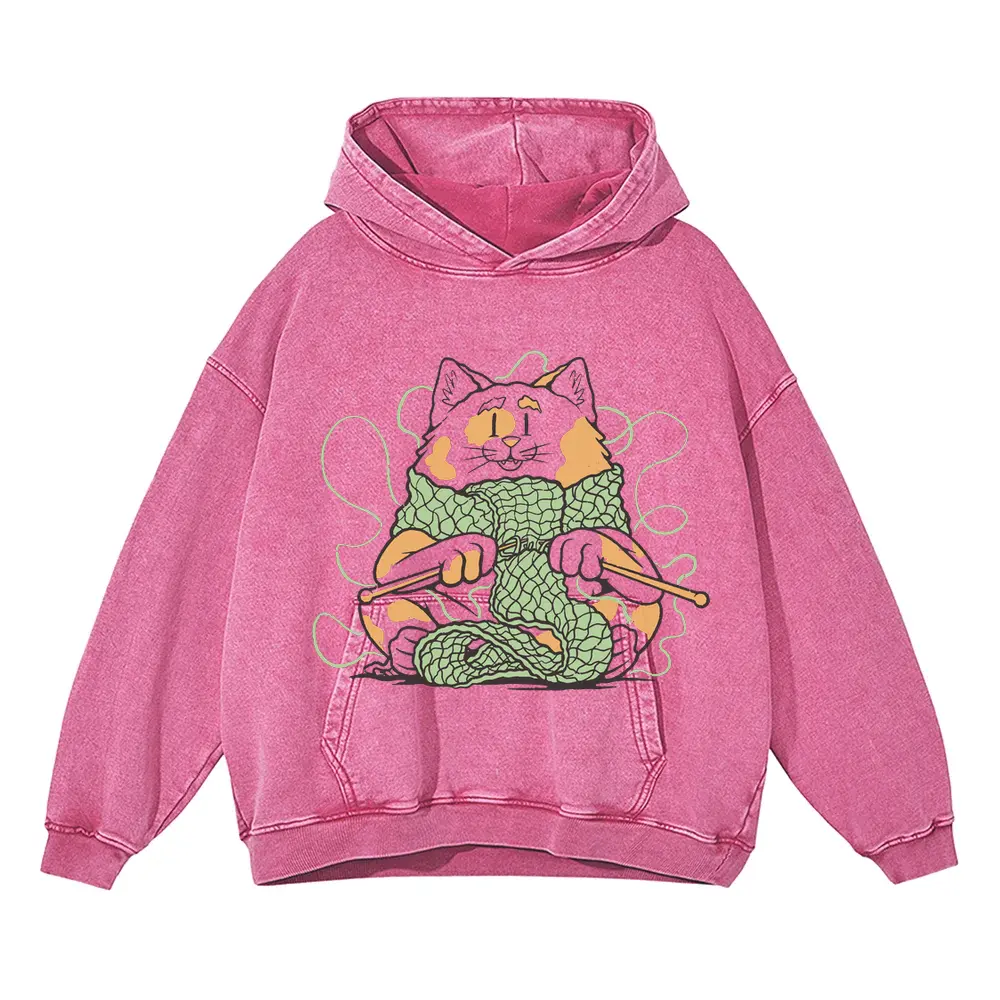 Weavecat Acid Wash Oversized Pink Hoodie
