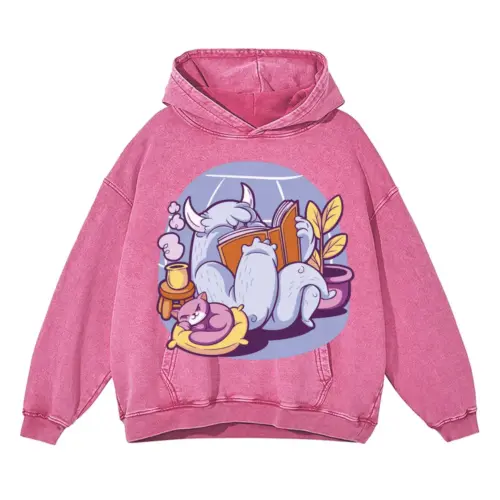 Yeti Acid Wash Oversized Pink Hoodie