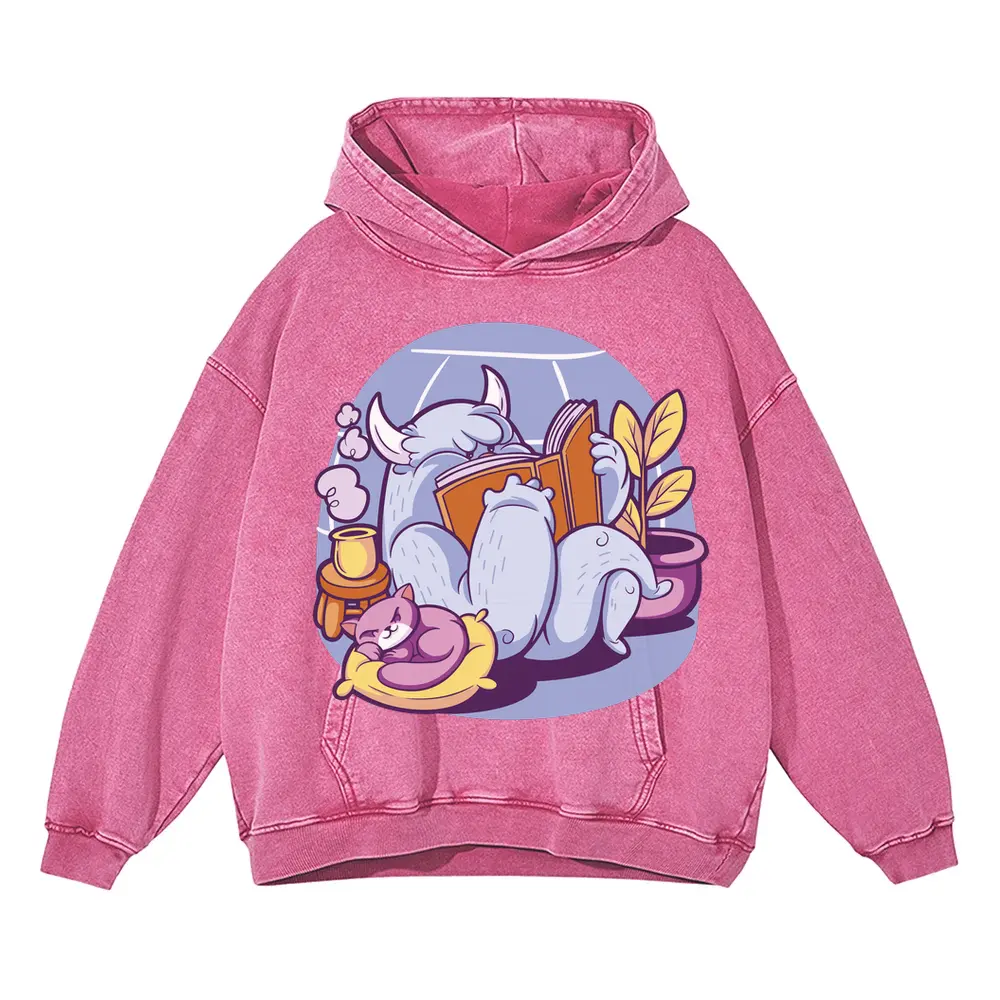 Yeti Acid Wash Oversized Pink Hoodie
