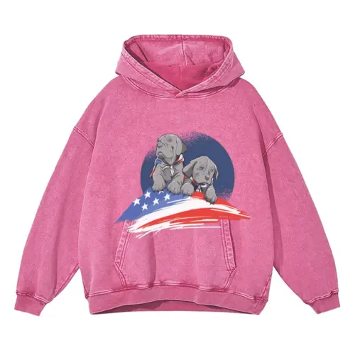 American Dogs Acid Wash Oversized Pink Hoodie