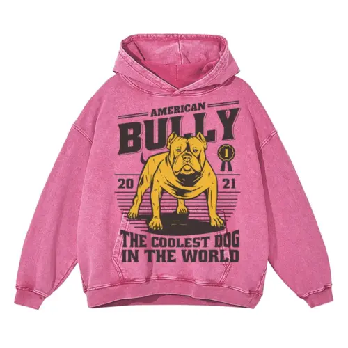 American Bully Acid Wash Oversized Pink Hoodie