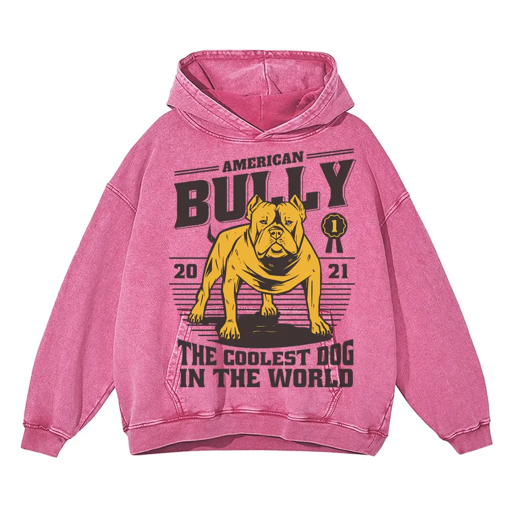 American Bully Acid Wash Oversized Pink Hoodie