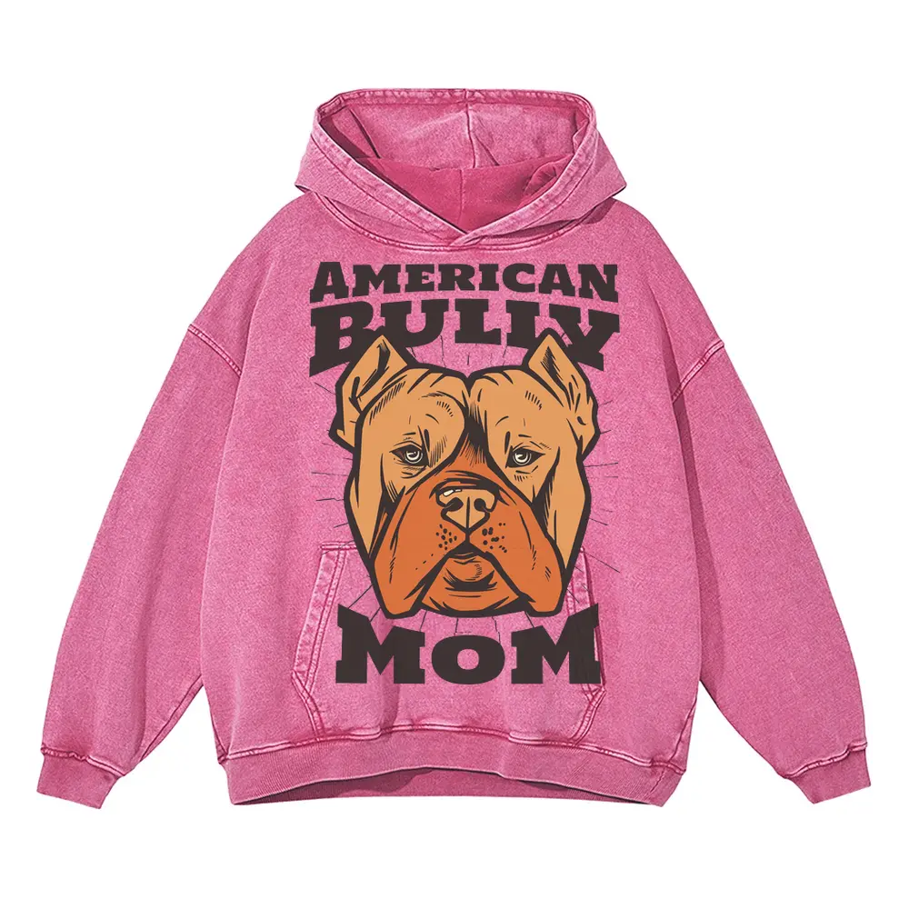 Americanbullymom Acid Wash Oversized Pink Hoodie