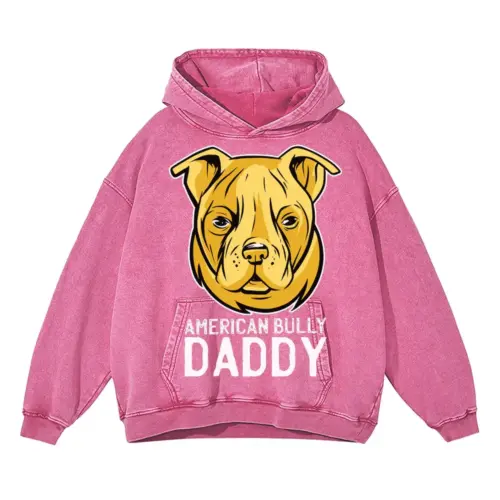 Americanbullydaddy Acid Wash Oversized Pink Hoodie