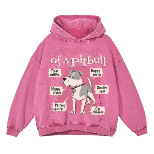 Anatomy Of Apitbull T Acid Wash Oversized Pink Hoodie