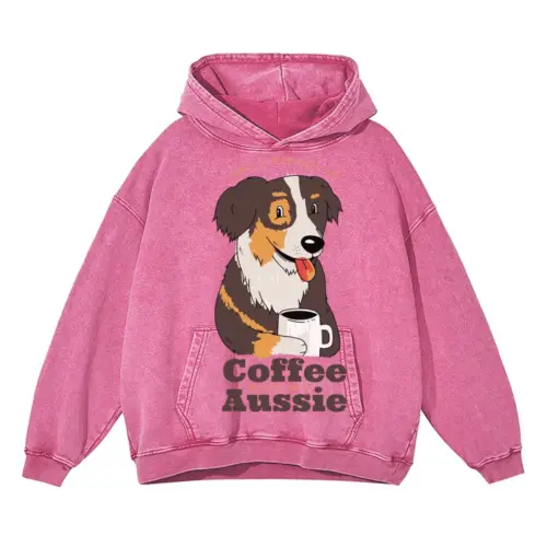 Aussie Coffee Acid Wash Oversized Pink Hoodie