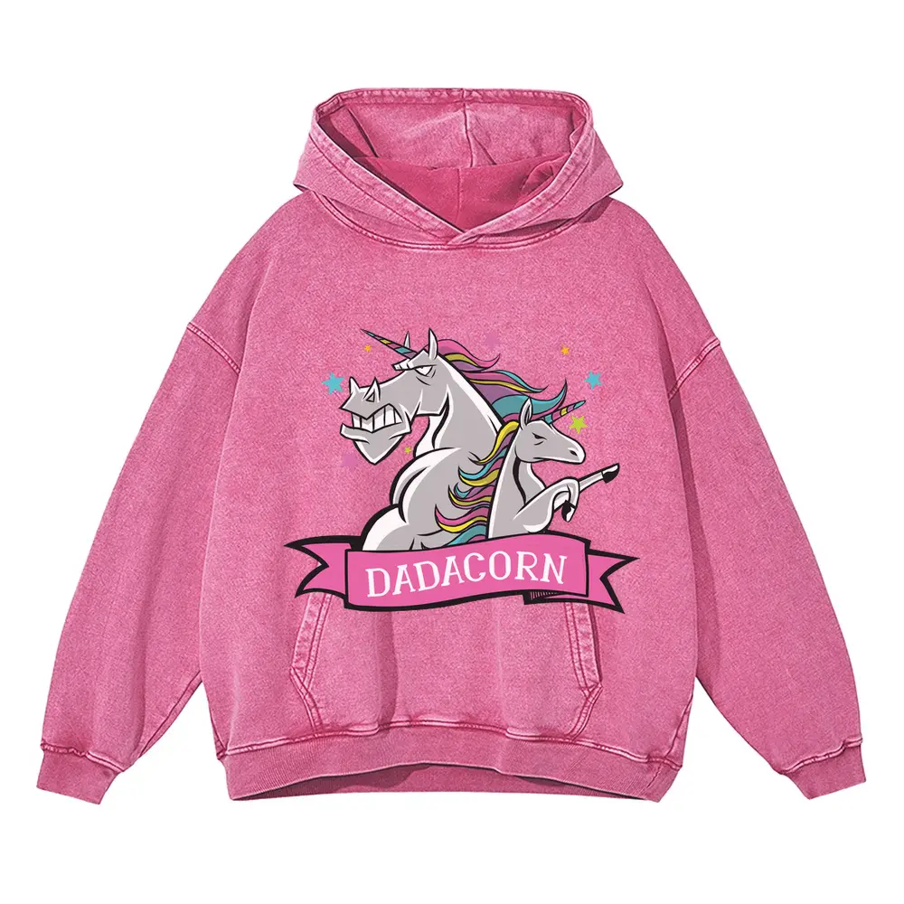 Dadcorn Acid Wash Oversized Pink Hoodie