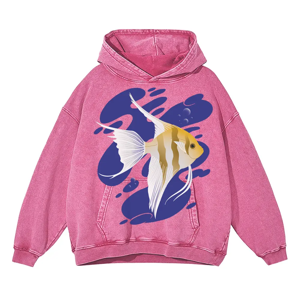 Angelfish Acid Wash Oversized Pink Hoodie