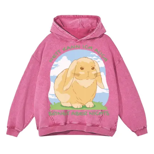 Angrybunnyquote Gc Acid Wash Oversized Pink Hoodie