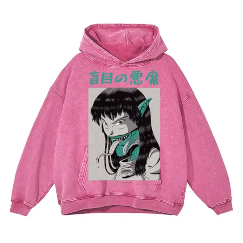 3 Acid Wash Oversized Pink Hoodie