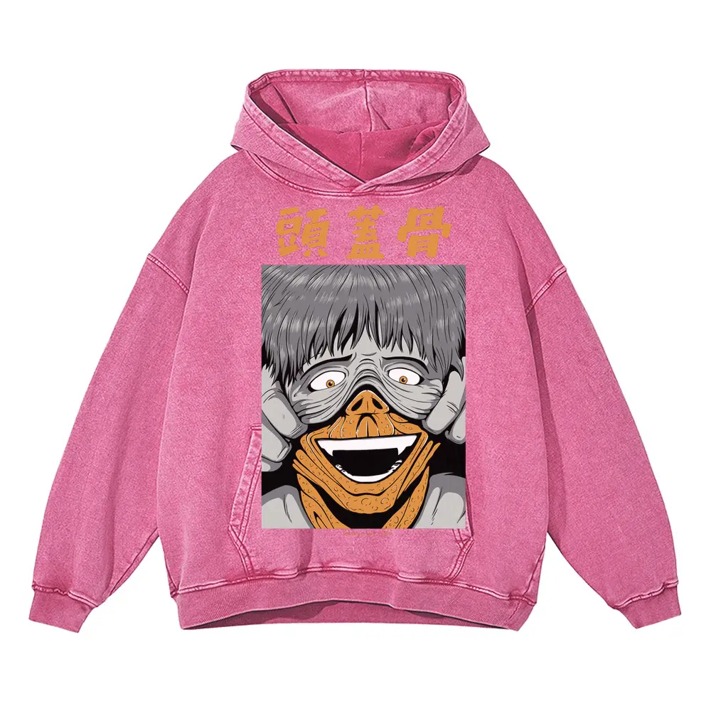 5 Acid Wash Oversized Pink Hoodie