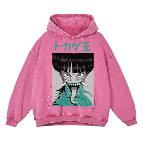 7 Acid Wash Oversized Pink Hoodie