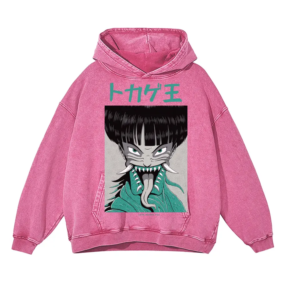7 Acid Wash Oversized Pink Hoodie