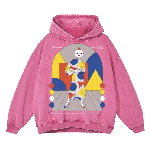 20 S Bauhaus Acid Wash Oversized Pink Hoodie