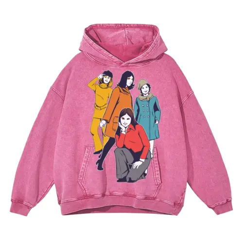 60 S Girl Acid Wash Oversized Pink Hoodie