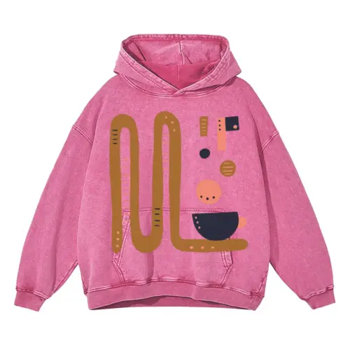 Abstract Coffee B Acid Wash Oversized Pink Hoodie