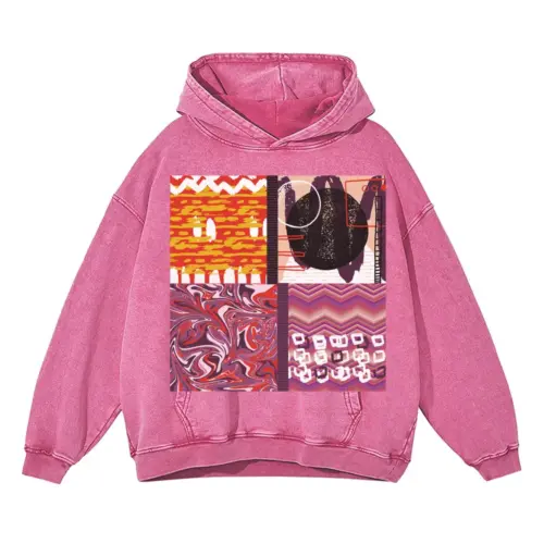 Abstract Acid Wash Oversized Pink Hoodie