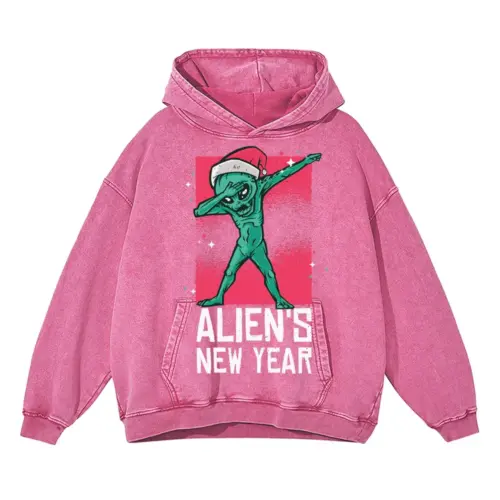 Alien Dab Acid Wash Oversized Pink Hoodie