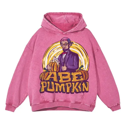 Abe Pumpkin A Acid Wash Oversized Pink Hoodie