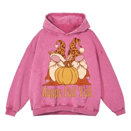 Autumngnomes Acid Wash Oversized Pink Hoodie