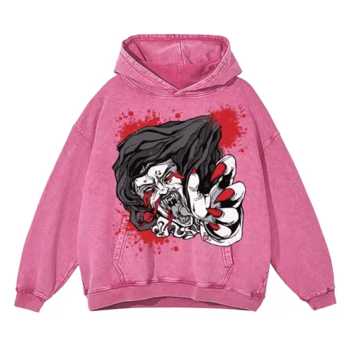 Bloody Mary Acid Wash Oversized Pink Hoodie
