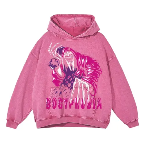 Bogyphobia Acid Wash Oversized Pink Hoodie
