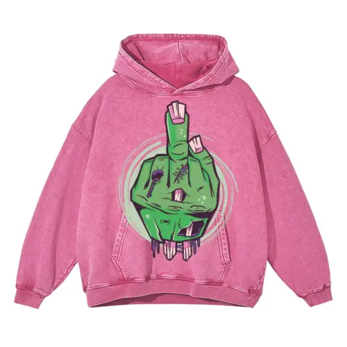 Zombiehand Acid Wash Oversized Pink Hoodie
