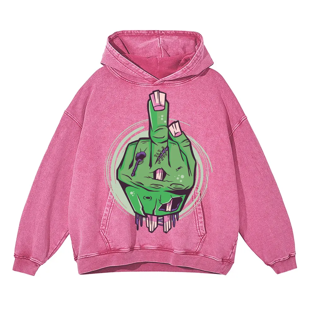 Zombiehand Acid Wash Oversized Pink Hoodie