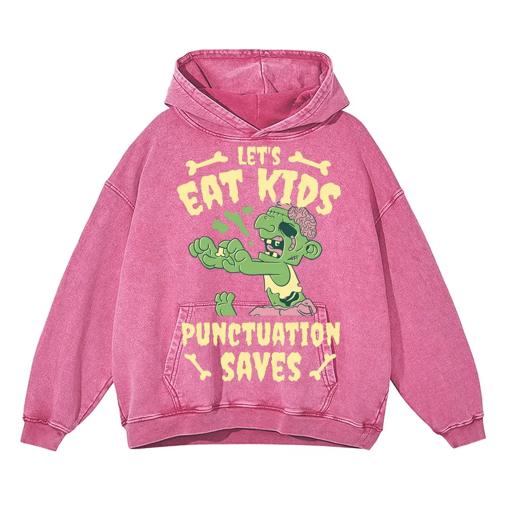 Zombieeatkids Acid Wash Oversized Pink Hoodie