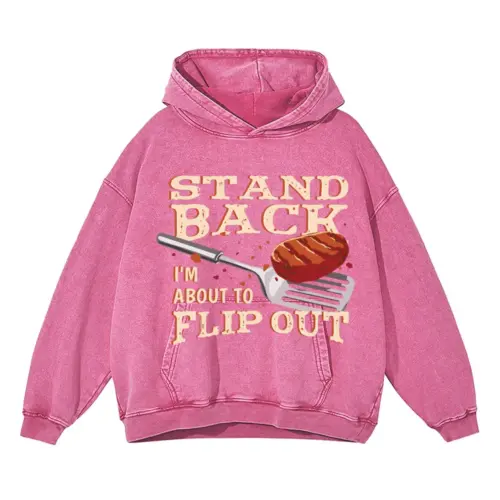 About To Flip Out Acid Wash Oversized Pink Hoodie