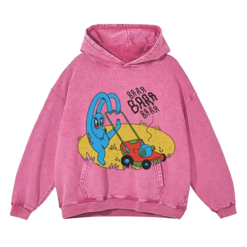Alien Lawnmower Acid Wash Oversized Pink Hoodie