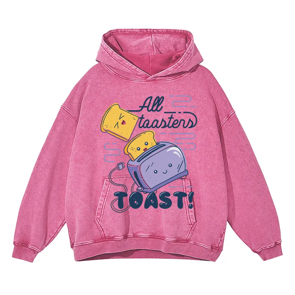 All Toasters Toast Acid Wash Oversized Pink Hoodie