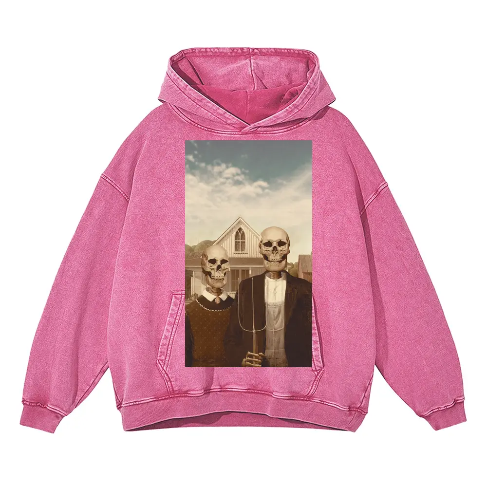 American Gothic Phonecase A Acid Wash Oversized Pink Hoodie