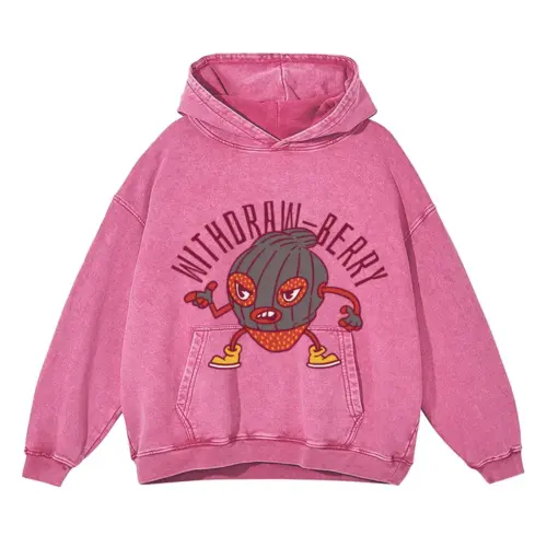 Withdrawberry Acid Wash Oversized Pink Hoodie
