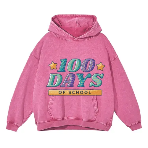 100 Days A Acid Wash Oversized Pink Hoodie
