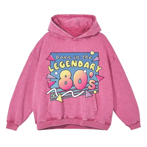 80 S Acid Wash Oversized Pink Hoodie