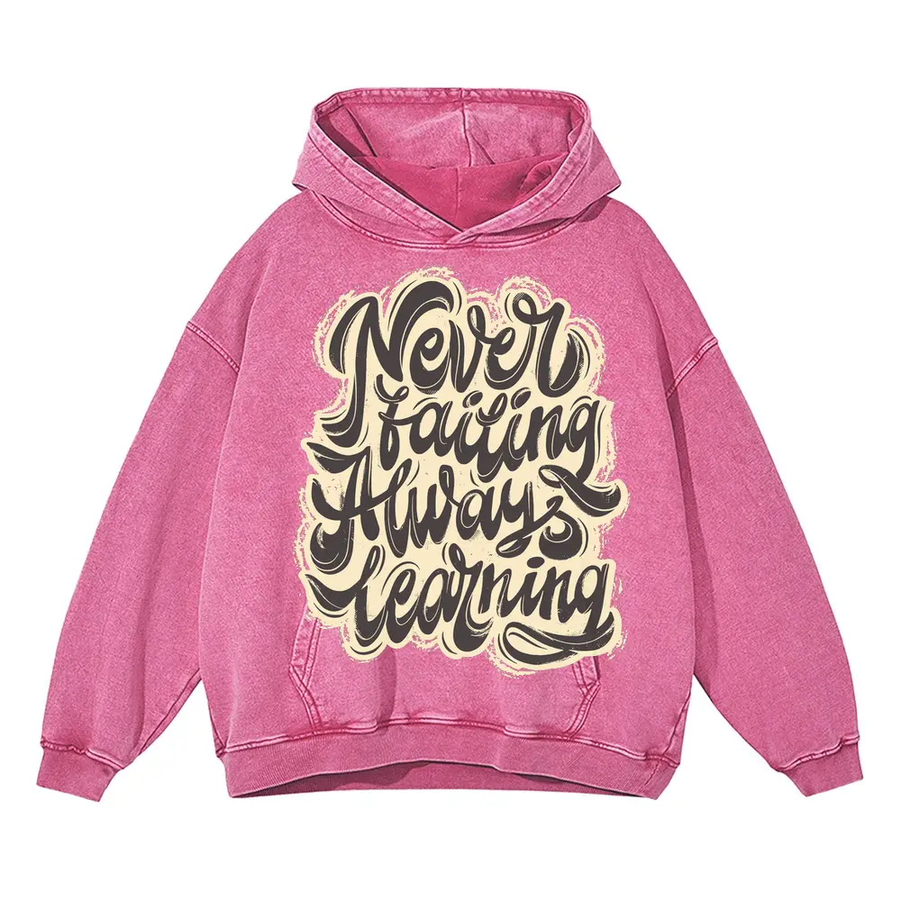 08 Lettering Never Failing Always Learning Si Acid Wash Oversized Pink Hoodie