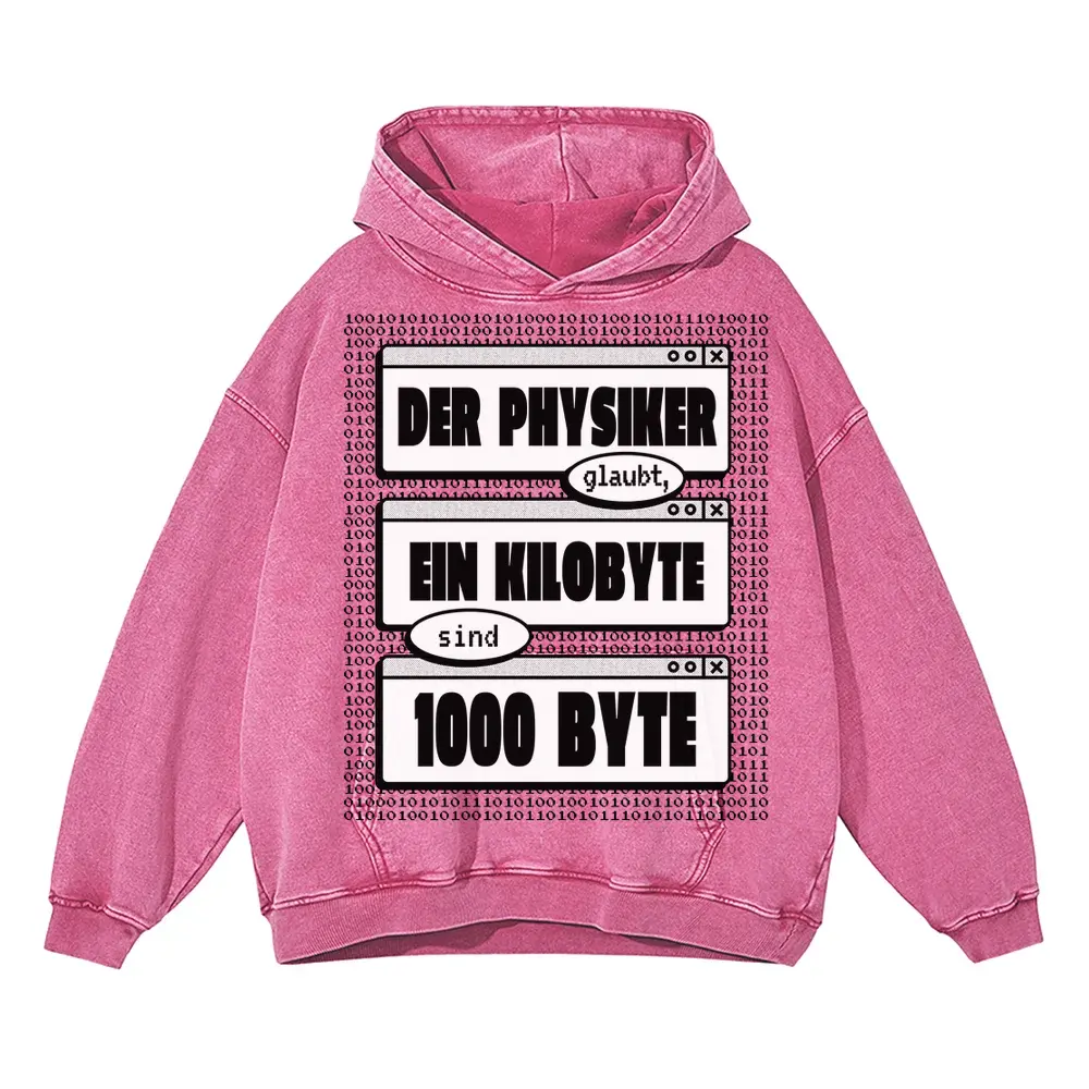 1000 Byte Acid Wash Oversized Pink Hoodie