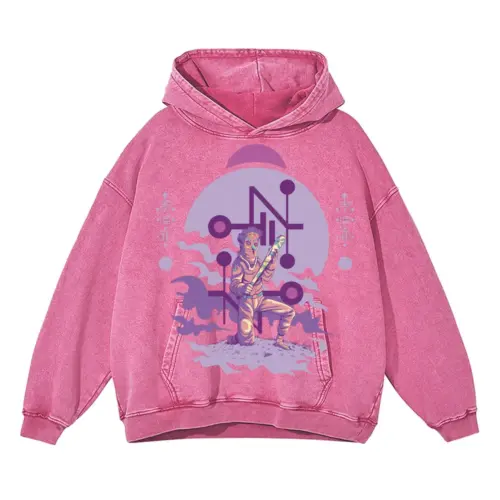 Alien Invasion A Acid Wash Oversized Pink Hoodie