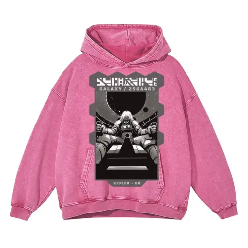 Astronauts G Acid Wash Oversized Pink Hoodie