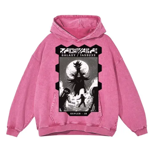 Astronauts I Acid Wash Oversized Pink Hoodie