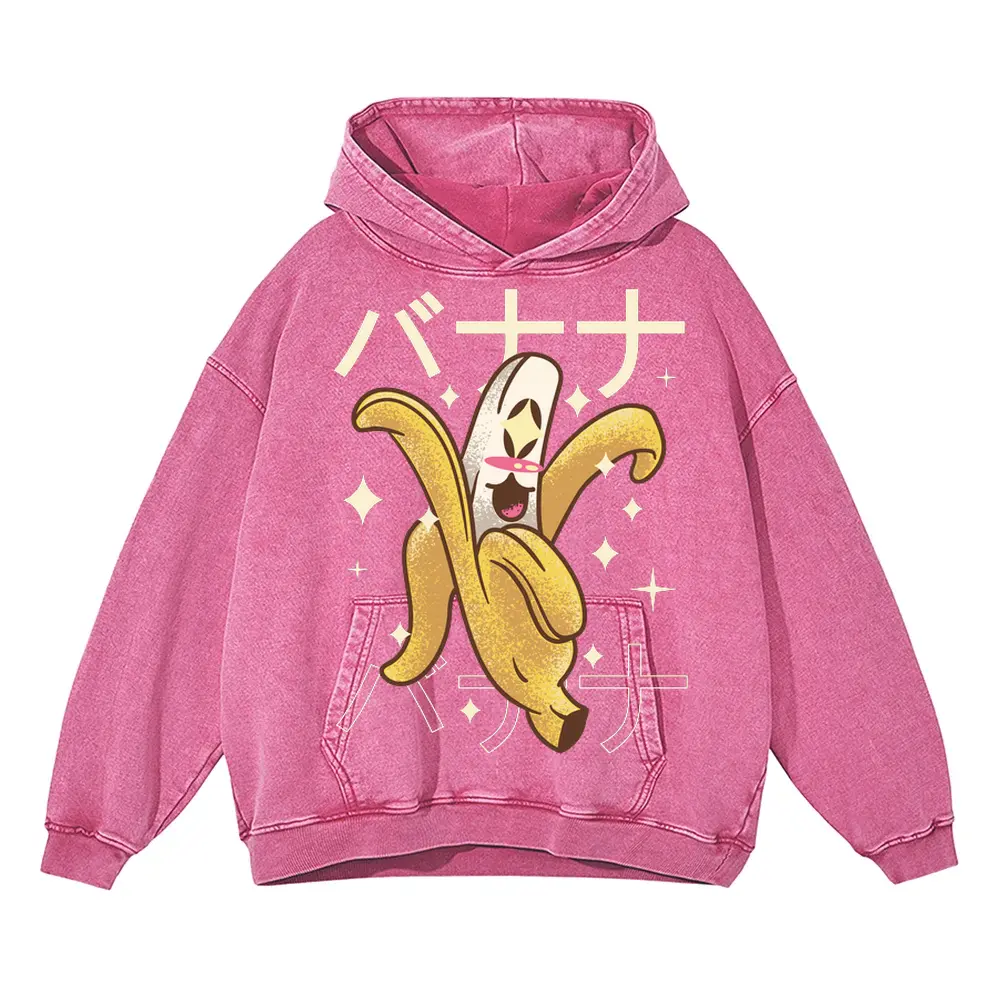 Bananacrazykawaii Acid Wash Oversized Pink Hoodie