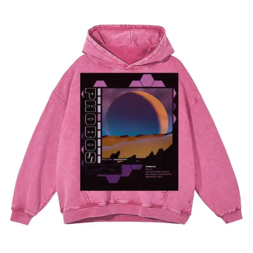 Beings Hands D Acid Wash Oversized Pink Hoodie
