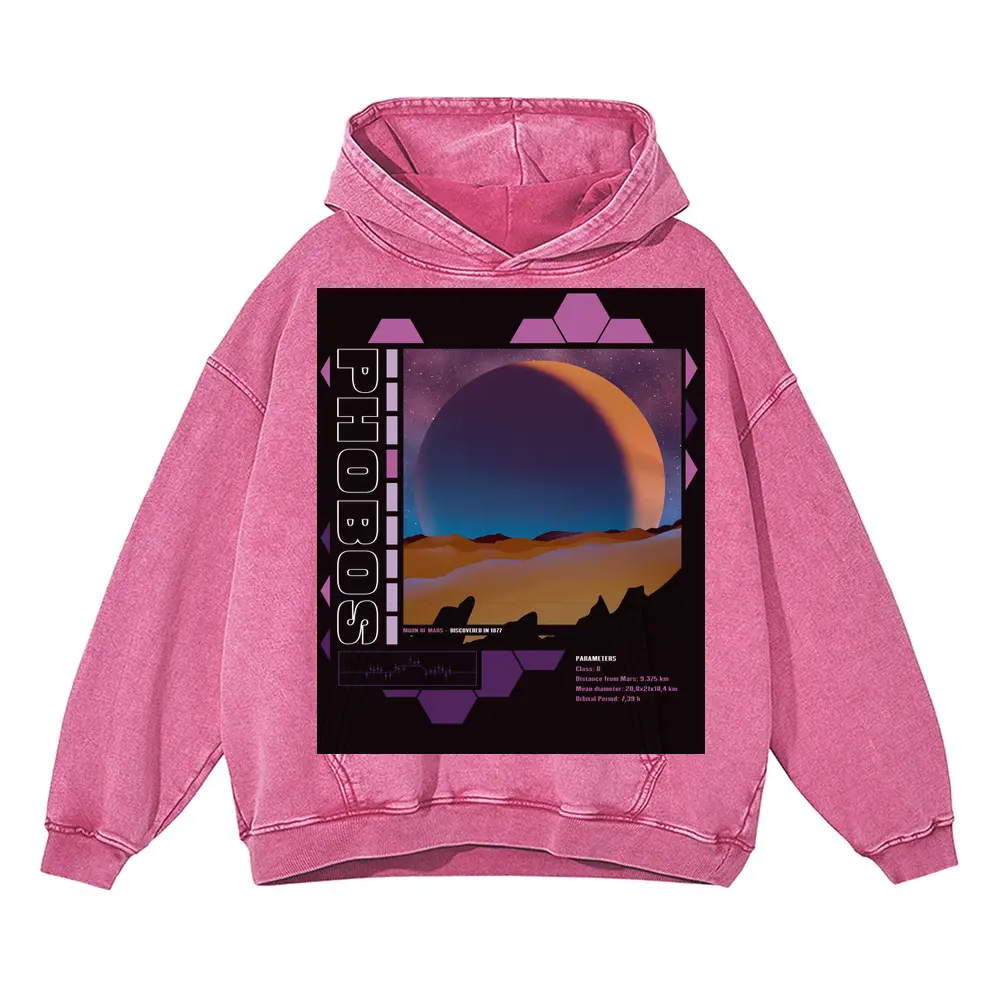 Beings Hands D Acid Wash Oversized Pink Hoodie