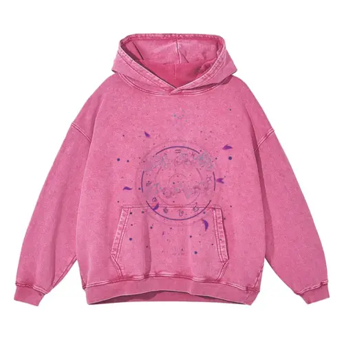Zodiac Aqarius Acid Wash Oversized Pink Hoodie
